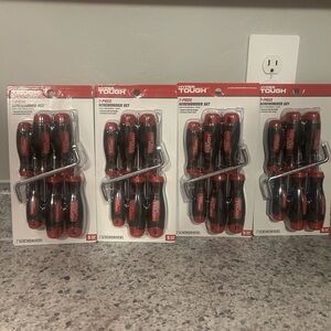 4- Hyper Tough 7-Piece Screwdriver Sets - Red and Black